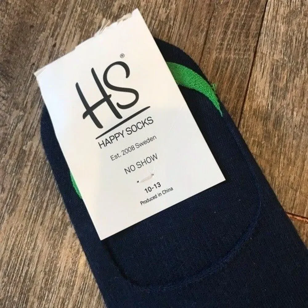 Happy Socks Navy Blue No Show 10-12 NEW NWT